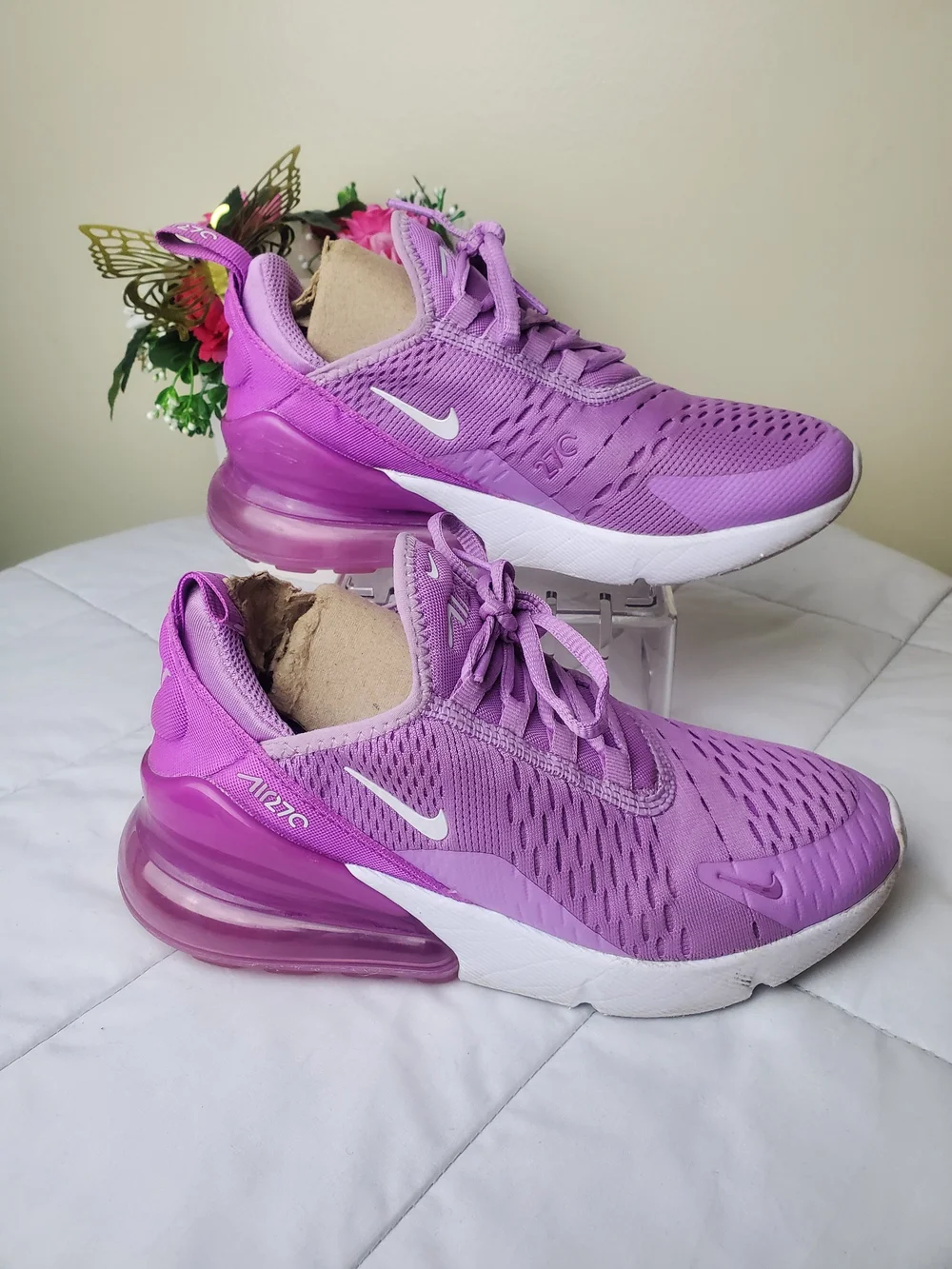 Nike Air Max 270 Women's Athletic Sneakers - Purple Size 4Y